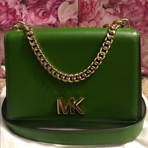 Michael Kors Green Mott Large Chain Swag Shoulder